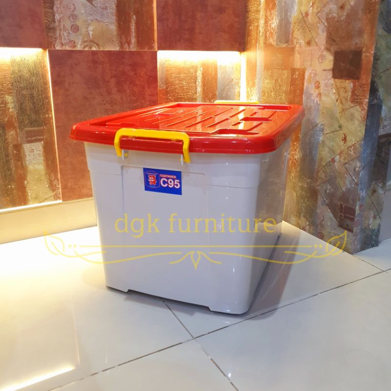 Kontainer Container Box Tutup Bertutup Plastik 95 Liter 95 Litre 95 L 95L TIDAK TRANSPARAN TEBAL