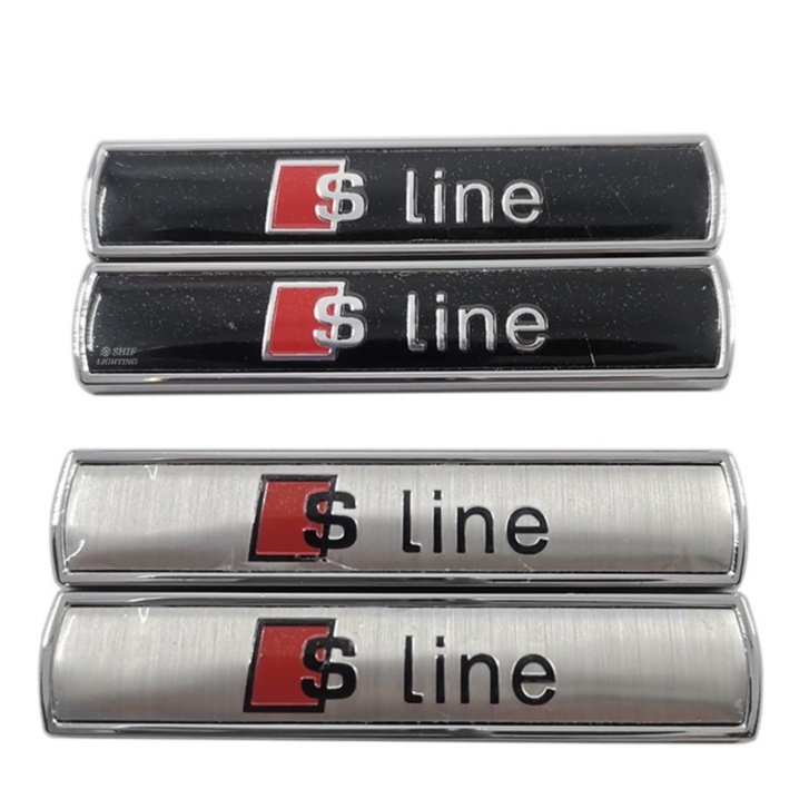 2x SLINE Metal S Line Logo Mobil Side Fender Dekoratif Emblem Badge Stiker Decal Untuk AUDI SLINE