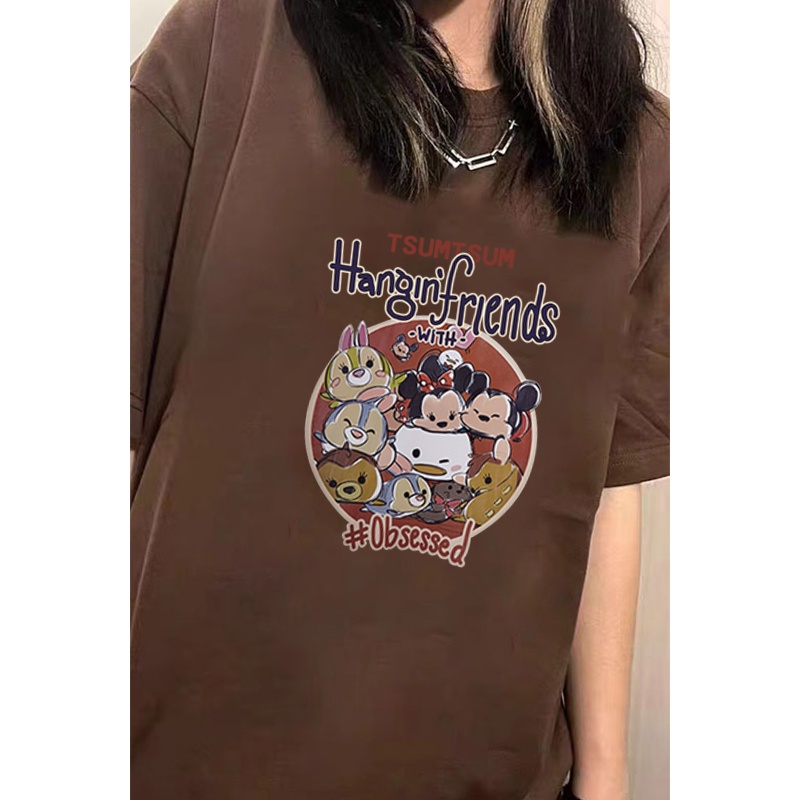 [chaoo.id]Kaos Atasan Wanita Lengan Pendek Oversize Cartoon Pictures Printed T-shirt Baju Wanita Kekinian Korean Style