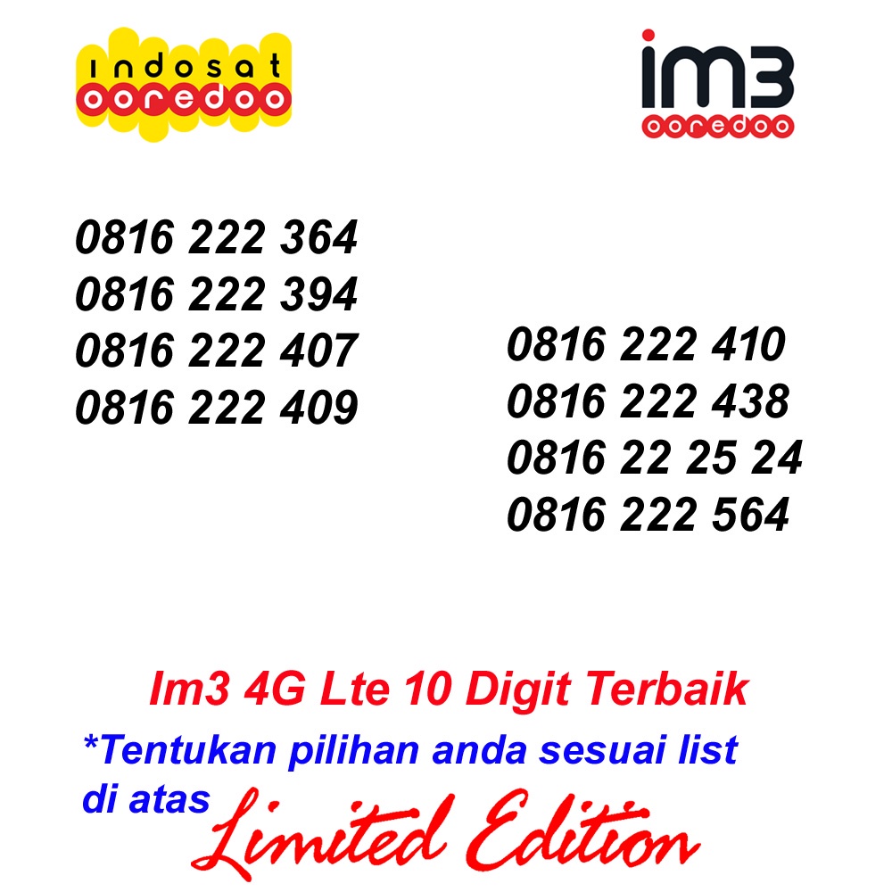 Indosat Im3 4G Lte 10 Digit 222 Kartu Perdana Nomor Cantik