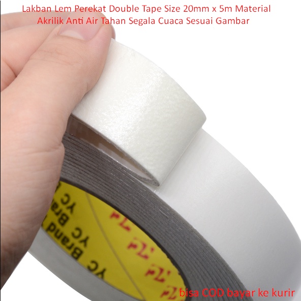 

Lakban Lem Perekat Double Tape Size 20mm x 5m Material Akrilik Anti Air Tahan Segala Cuaca Sesuai Gambar