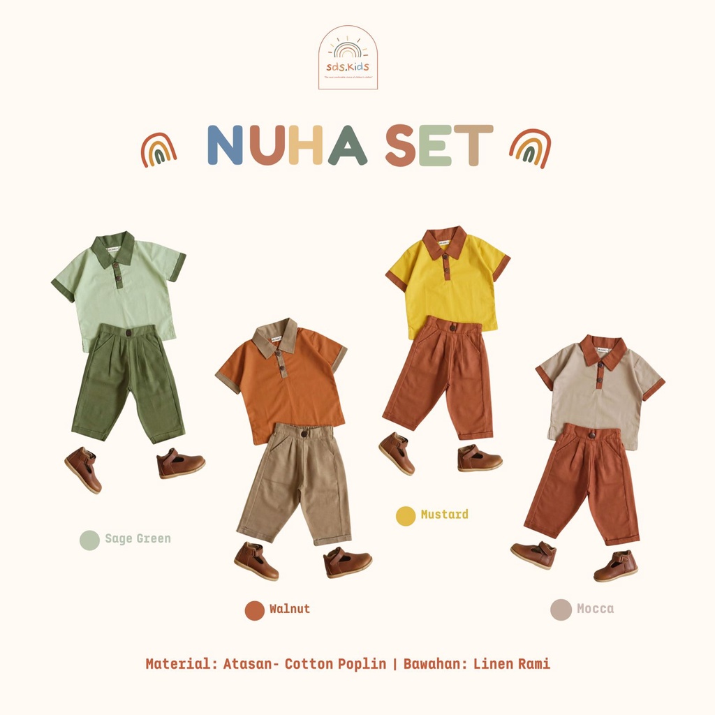 SETELAN NUHA SET NULA SET SETELAN BAJU PANJANG CELANA PANJANG COUPLE ANAK LAKI LAKI ANAK PEREMPUAN 1-5 TAHUN