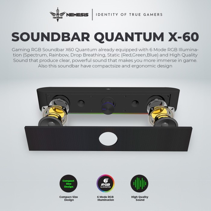 SPEAKER NYK SOUNDBAR RGB QUANTUM X-60 BLACK (SP GNX60BL)