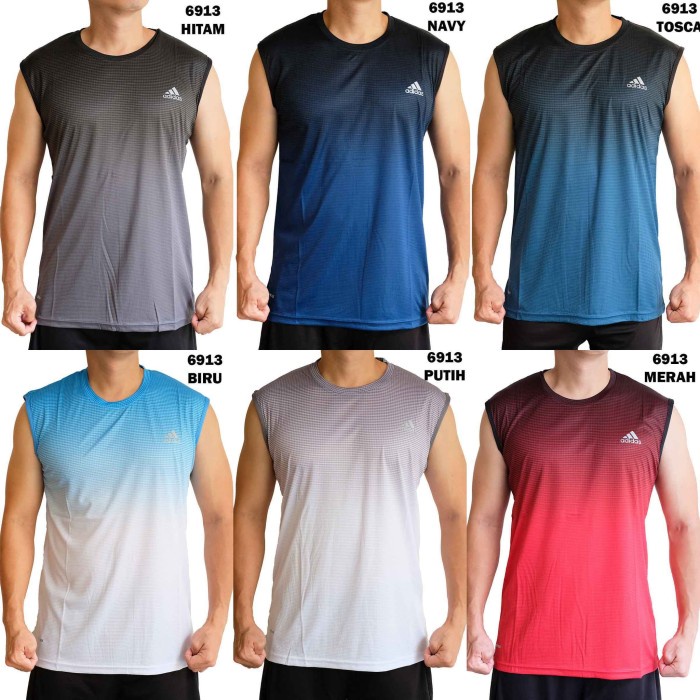 SINGLET OLAHRAGA PRIA 6913 BAJU LEKBONG TRAINING FUTSAL FITNES RUNNING ONGKIR NOL