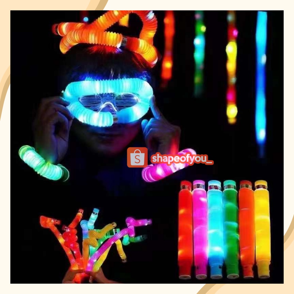 Mainan Viral CEV Light Up Pop Tubes Pop Pipes Mainan Lampu Stick Pipa Selang Fidget Toy