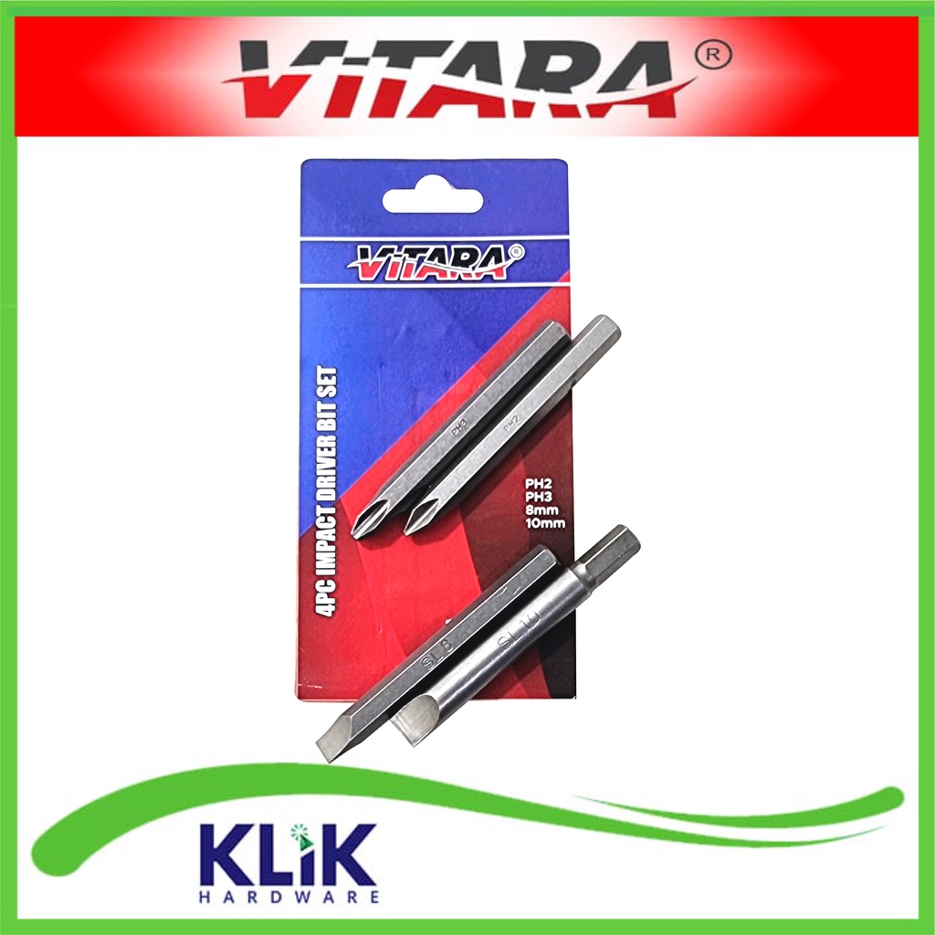 Vitara Mata Obeng Ketok Gedor Kombinasi Set Isi 4 Pcs Plus Minus