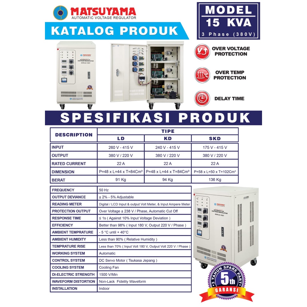 MATSUYAMA Stabilizer AVR - 15GT 15 KVA GT Type LD Original STAVOLT MATSUYAMA 15000VA 3 PHASE MATSUYAMA 15000 VA 3PHASE