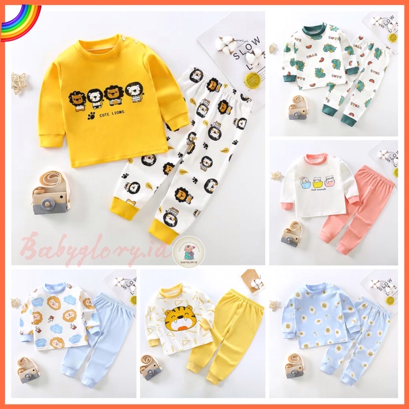 Babyglory.id✨ Setelan Baju Piyama Lengan Panjang Setelan Import Katun Premium / Piyama Anak