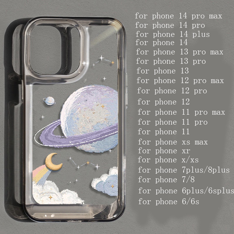 IPHONE Purple Planet Soft Phone Case Kompatibel Untuk Iphone14 11 13 12 Pro XS Max X XR 78 6 6S Plus Cover TPU Transparan Tahan Guncangan