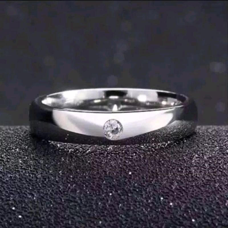 Cincin Titanium/Couple Mata Satu Putih