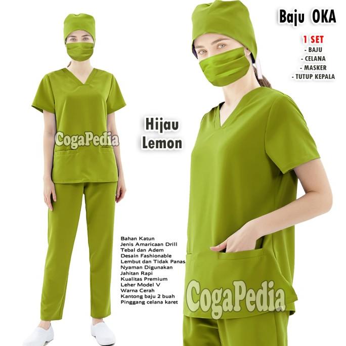 Baju Oka Medis Lengan Pendek Model Terbaru - Seragam Scrub Perawat