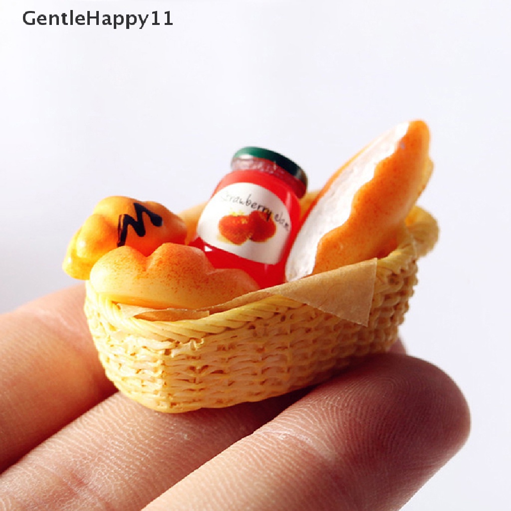 GentleHappy 5pcs/set Dollhouse Miniature Accessories Simulation Bread Basket Model Toys id