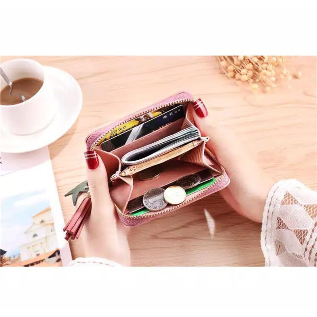 OTS 057 - Dompet Lipat Mini Cat Restfully Dompet Wanita Wallet Dompet Koin Dompet Kartu Tipis Import Korea Fashion