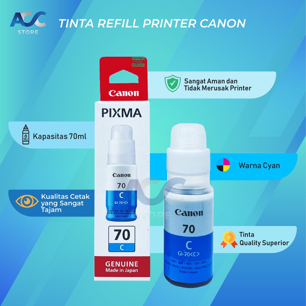 1 SET 4 PCS Tinta Canon Gi 70 Isi Ulang Printer GM2070 GM4070 G7070 G5070 G6070