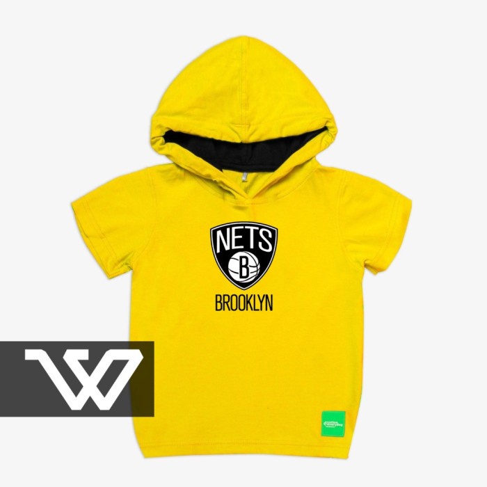 Terbaru Kaos Hoodie Cotton Everyday Brooklyn Nets Kids Size Xs - Xl Pemium