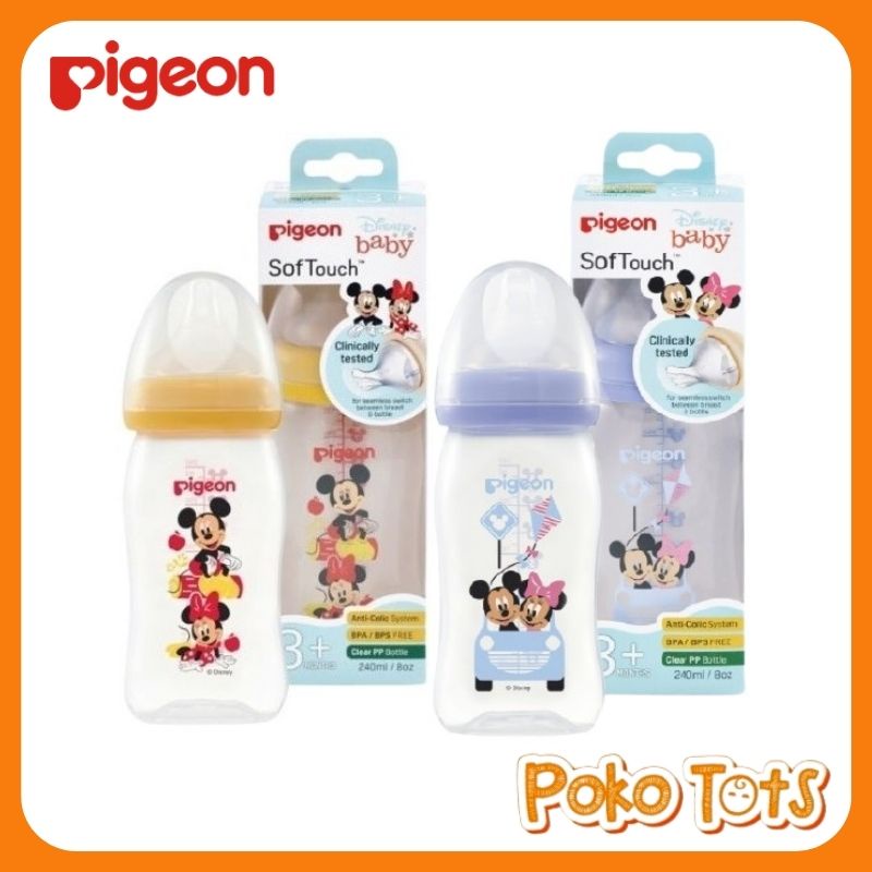 Pigeon Wide Neck Bottle Mickey Minnie 240ml Botol Susu SofTouch PP Disney