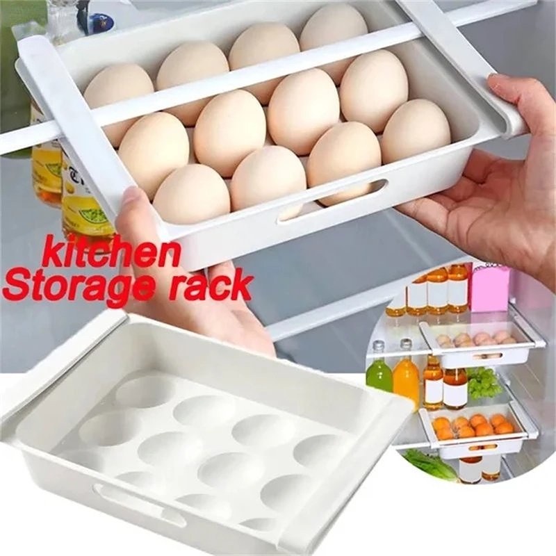 12kisi Kotak Penyimpanan Telur Damp Proof Portable Hemat Ruang Tipe Laci Rak Makanan Serbaguna Tahan Lama Kapasitas Besar Kulkas Telur Sayur Buah Storage Box Aksesoris Dapur