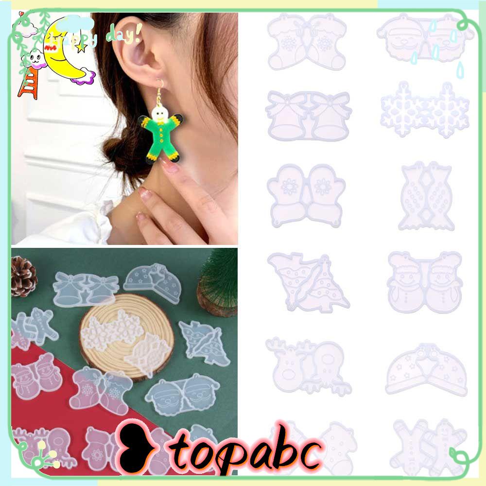 Top Anting Cetakan DIY Kerajinan Resin UV Epoxy Elk Snowflake Santa Claus Silicone Mold