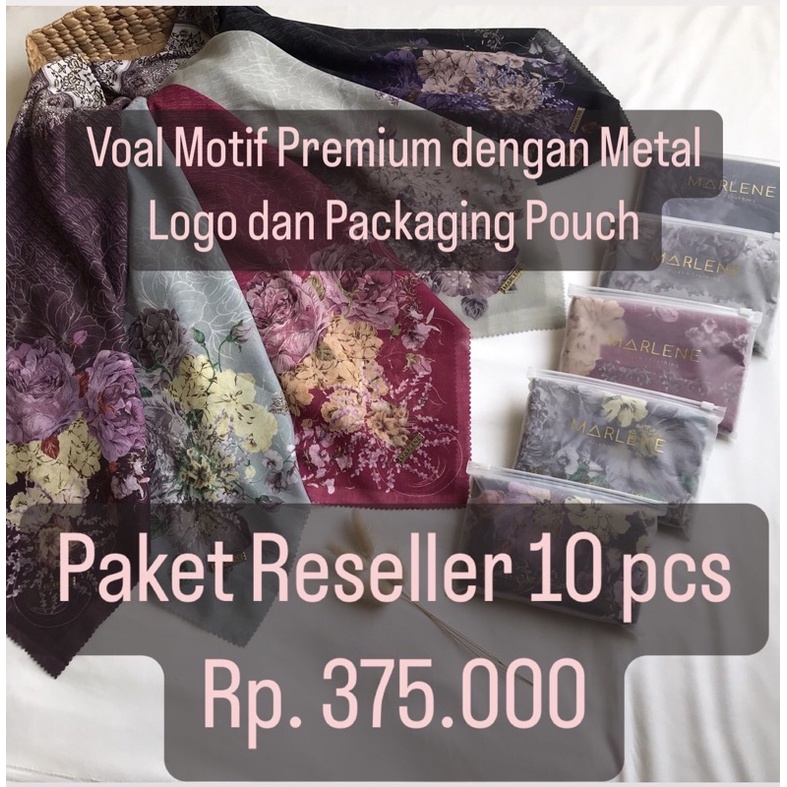 Marlene - Hijab Voal Motif Premium (PAKET RESELLER dengan Metal Logo dan Free Pouch)