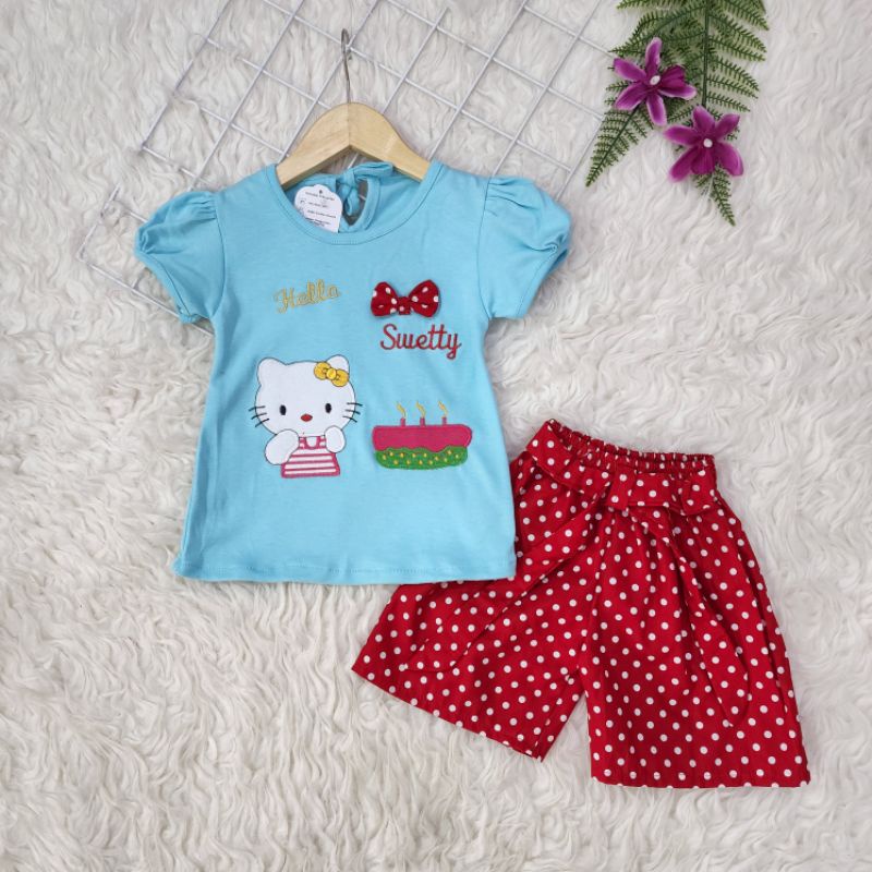 Baju bayi perempuan Stelan Hello kitty