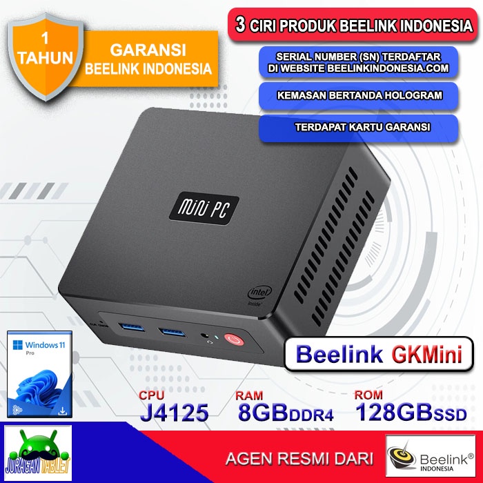 Mini PC Beelink GKMini Intel Gemini Lake J4125 8/128GB SSD Windows 11 Pro 4K WiFi