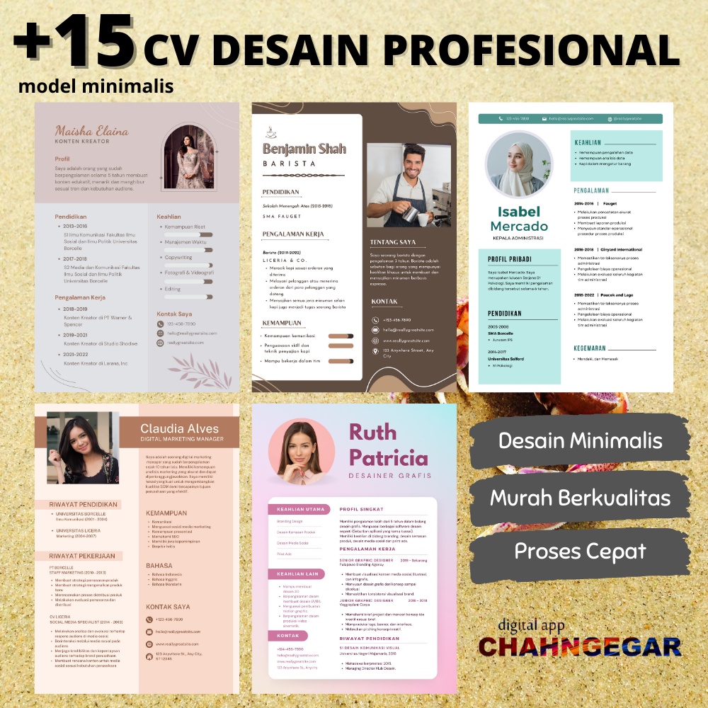 Jasa Pembuatan CV Kerja Profesional | Jasa Desain CV Profesional Model Minimalis Modern