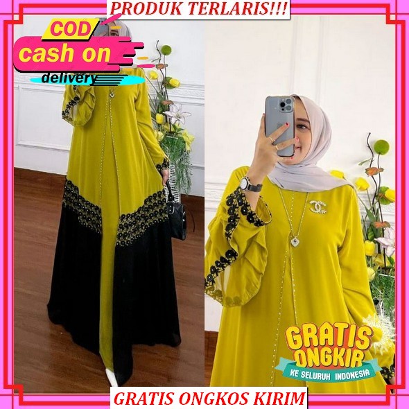 Gamis Kaftan Kekinian Jumbo Terbaru Bahan Ceruty Babydoll Shabira Kaftan Gamis Putih Mewah Gaun Pest