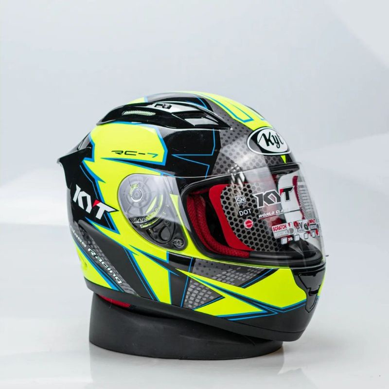 HELM KYT RC SEVEN MOTIF SERI 16 YELLOW FLUO GUNMETAL BLACK HELM TURING KYT RC SEVEN KYT RC7 KYT RC 7