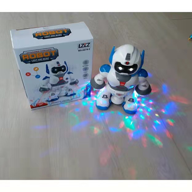 Mainan Anak Robot putih Dance/Robot Dance Musik LED