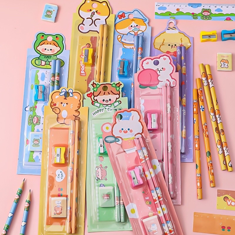 READY STOCK BISA COD PAKET ALAT TULIS LENGKAP FANCY UNIK KAWAII PENSIL PENGHAPUS PENGGARIS RAUTAN ANAK SEKOLAH LUCU KARAKTER KARTUN HEWAN GEMOY VIRAL