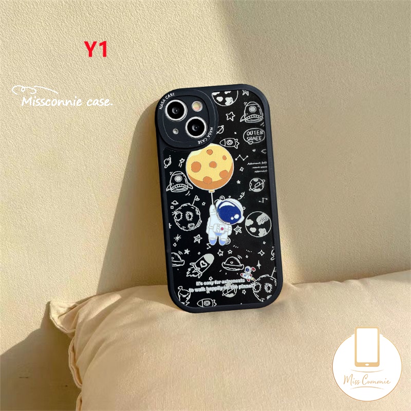 Couple Case Compatible for IPhone 11  13 12 14 11 Pro Max 6 6s 7 8 Plus 14 Plus XR X XS MAX SE 2020 Trendy Brand NASA Soft TPU Cartoon Astronaut Space Phone Cover