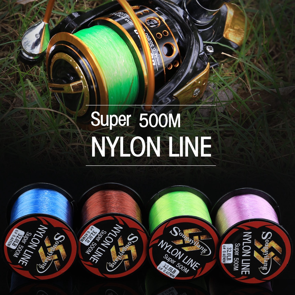 500M Nylon Fishing Line Baris Super Kuat 10.0-36.3LB 4 Warna 1.0-8.0#Garis Ikan