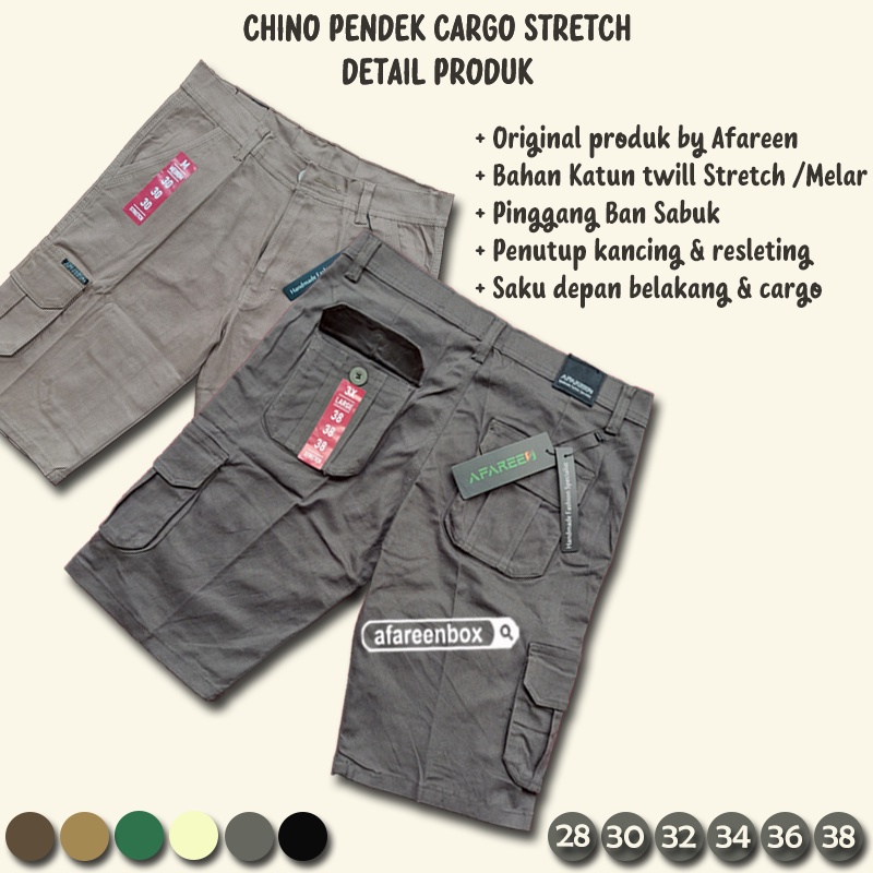 AFAREEN - Celana Cargo Pendek Pria Chino Pendek Cargo Premium