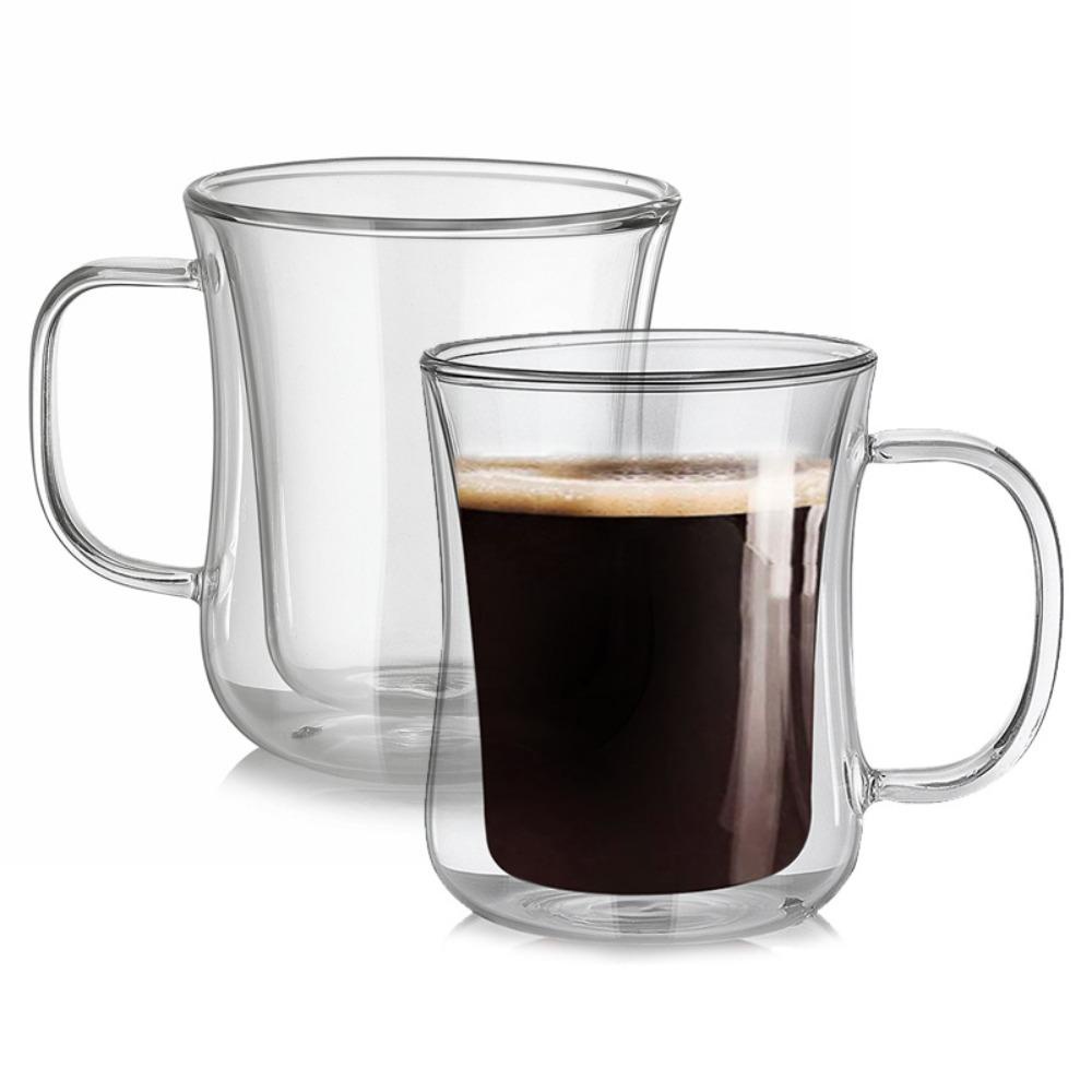 Solighter Double Wall Glass Cup Anti Gerah Insulated High Borosilicate Mini Whisky Cup Cangkir Kopi Espresso Transparan Bening