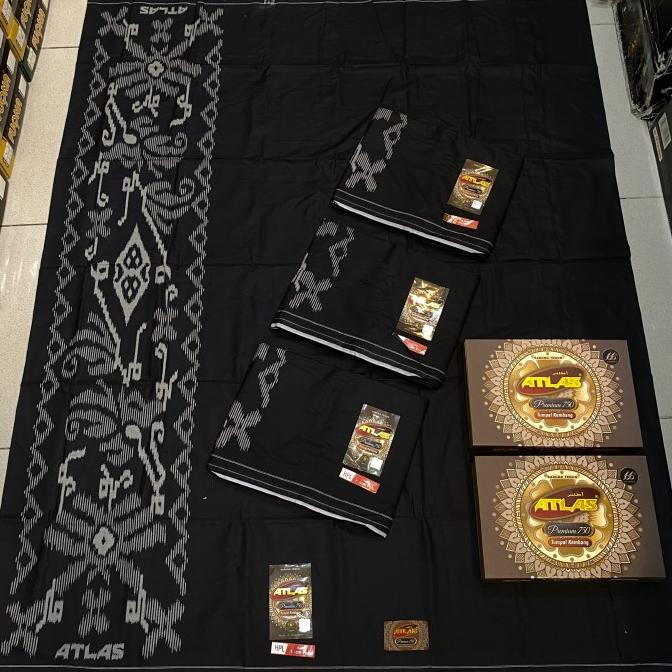 Sarung ATLAS premium hitam polos kembang murah bagus sarung hitam pls