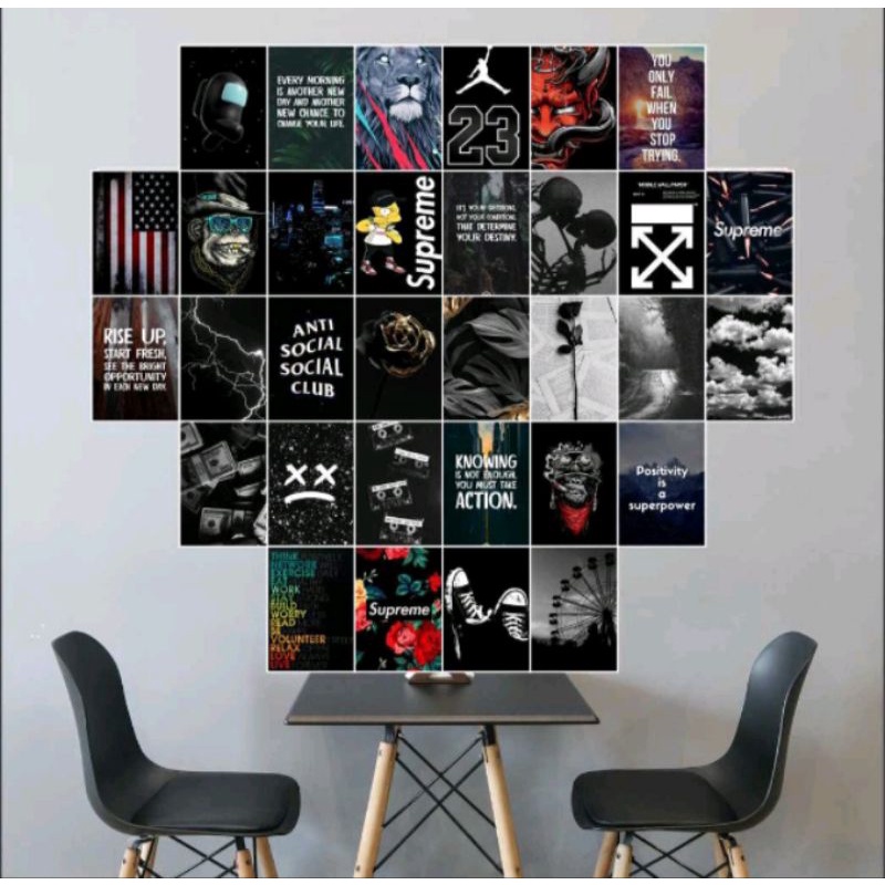 Jual Grosir POSTER DINDING AESTHETIC/ POSTER RUMAH/ DEKORASI KAMAR Ukuran A4 ( Isi 60 pcs ) Free Sti