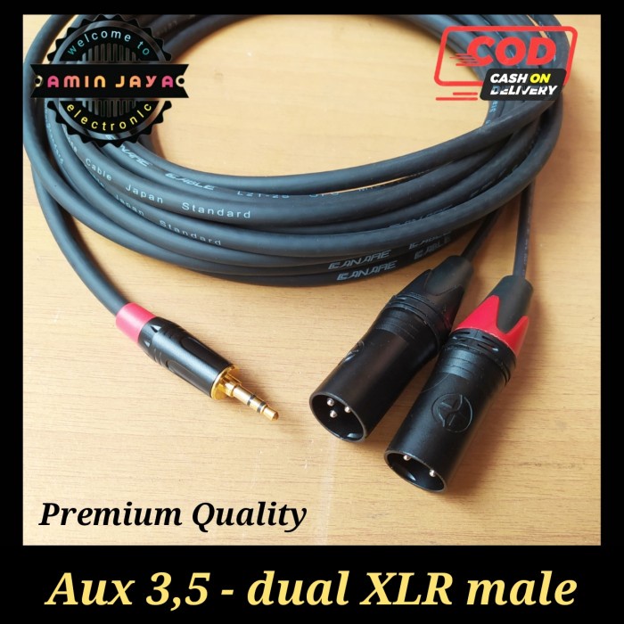 Jack Audio 3,5 To Dual Jack Xlr Male Panjang 1 Meter