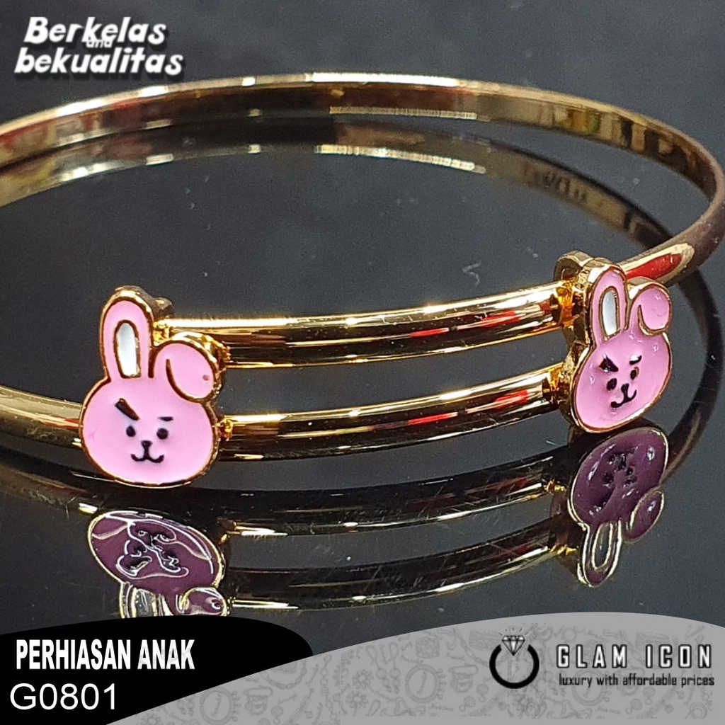 Gelang Anak Bangle Motif  Two Pink Rabbit   G0801 GBAG