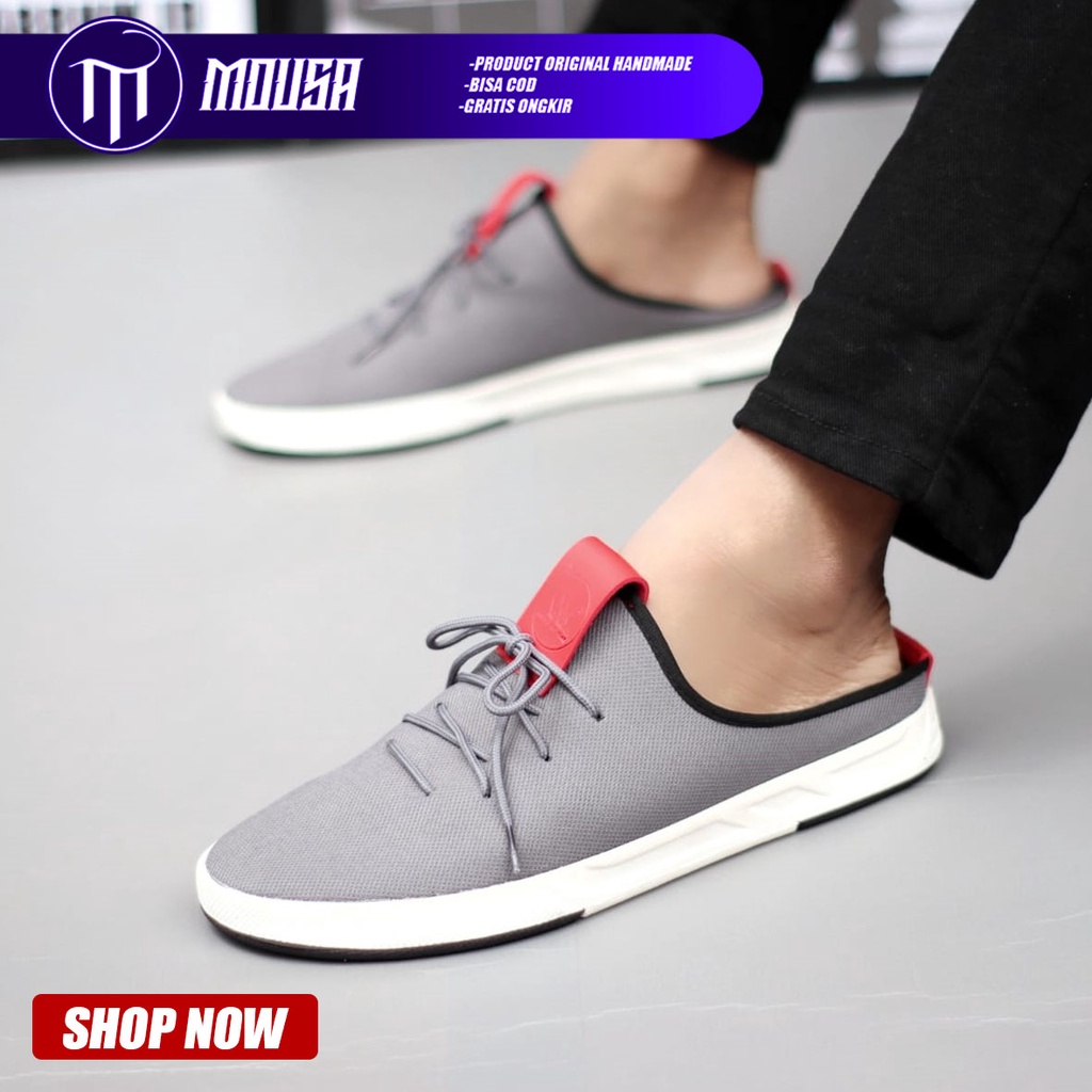 Sepatu Sandal Slop Casual Bustong Pria Hitam Mousa Hanzo