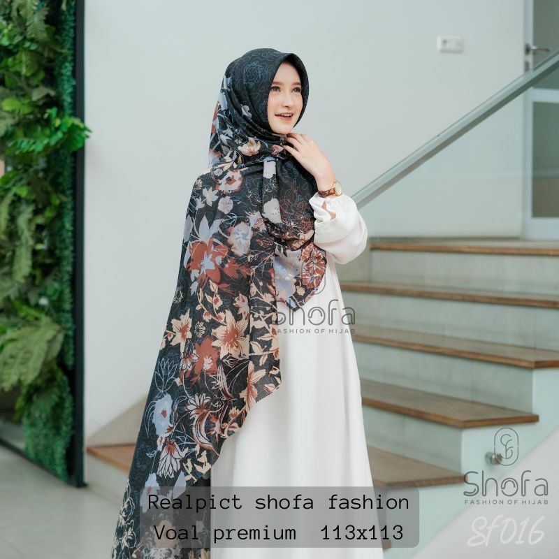 (@016 Voal motip shofa) Hijab segiempat voal motip premium best quality