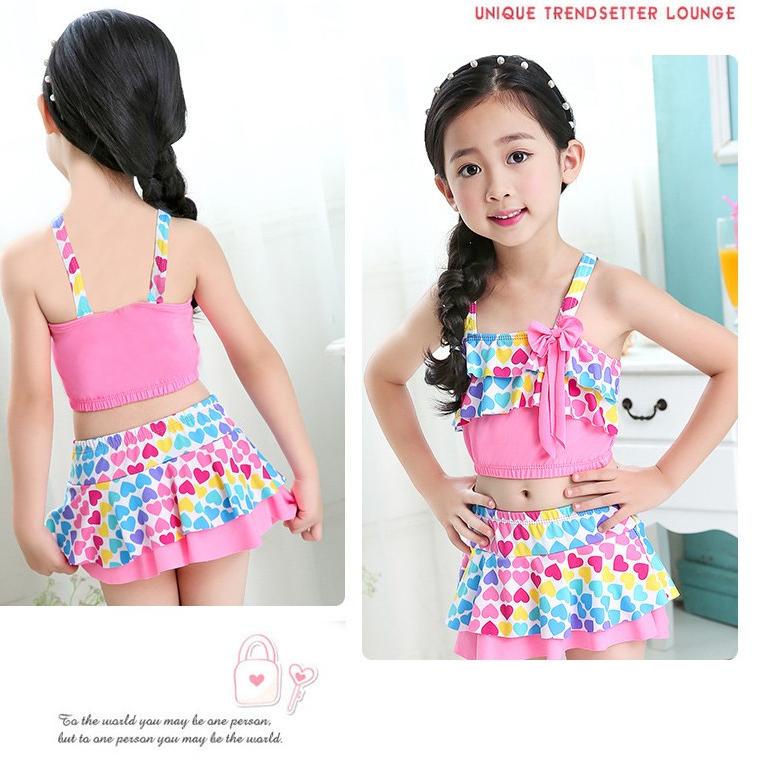 PLG.18De22n ◦ Baju Renang Anak Perempuan Swim Suit Bikini Love