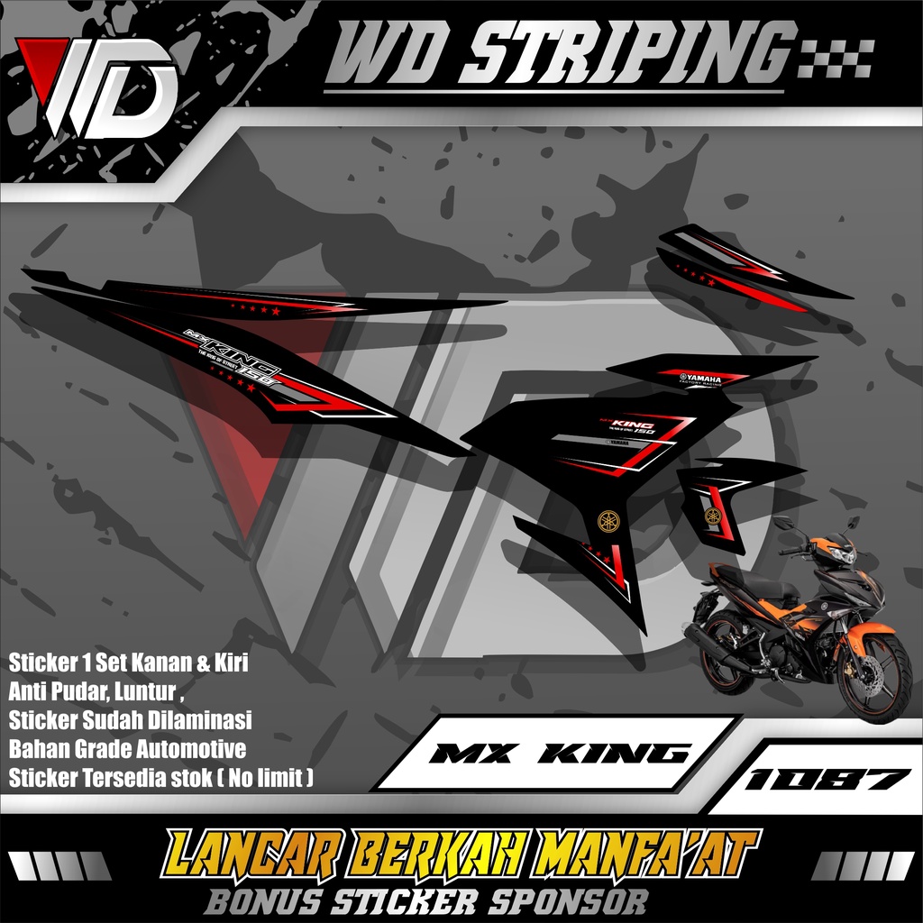 1087 stiker striping sepeda motor MX KING variasi