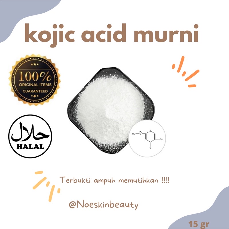 KOJIC ACID Murni 99,9% halal - kojic acid powder 15 gram - bahan baku kosmetik