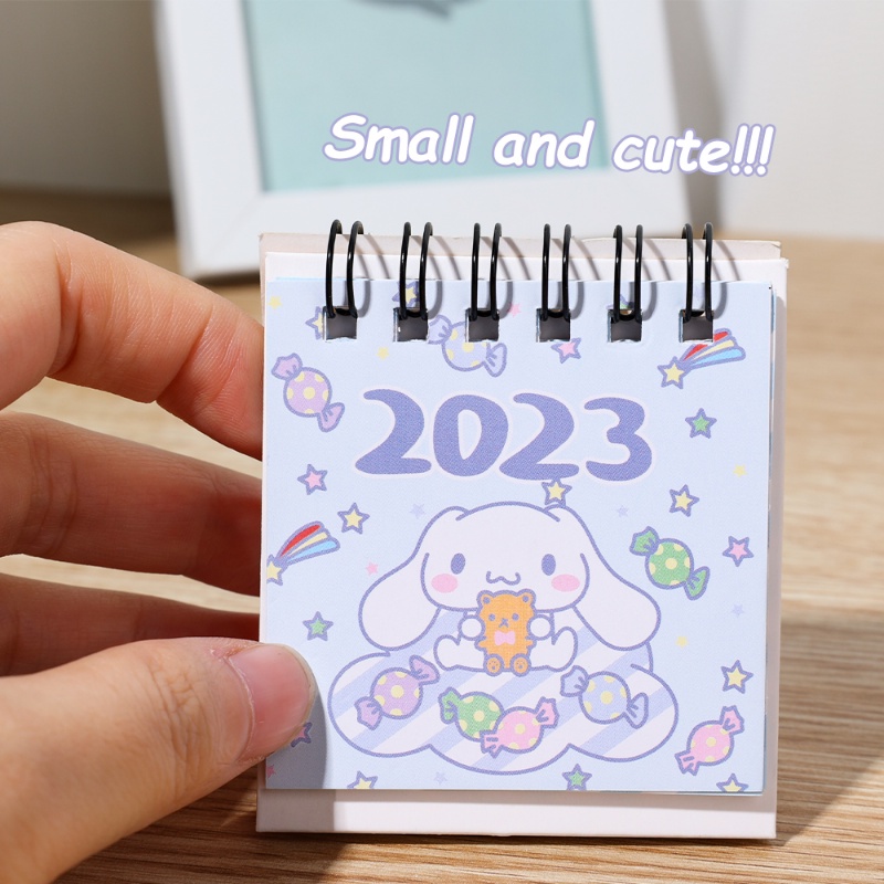 Sanrios My Melody Kuromi Cinnamoroll Desktop Kalender Meja Mini/Kartun Kawaii Rekor Siswa Kalender Tahun Baru2023