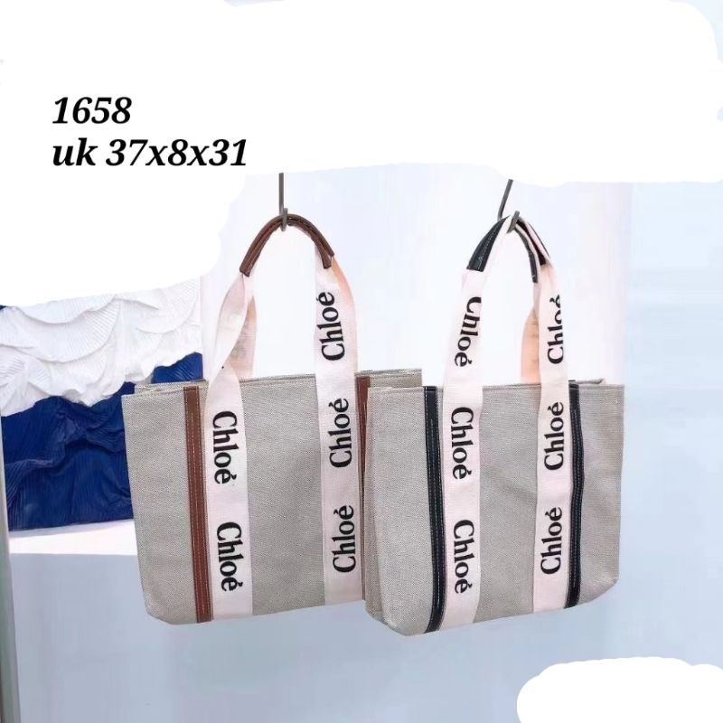 TAS TOTE WANITA IMPORT / CHL*E CANVAS TOTE BAG UK 37x8x31