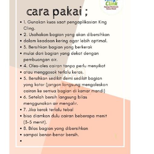 Terbaik.. (Bisa COD ) King Clink Pembersih kerak toilet keramik + free kuas / pembersih / pembersih 