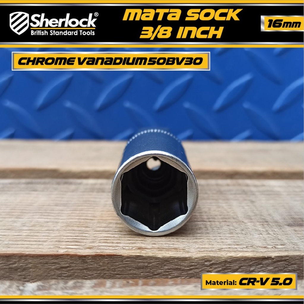 Mata Sock Kunci Busi 3/8 &quot; Drive x 16 mm Sherlock Spark Plug Socket