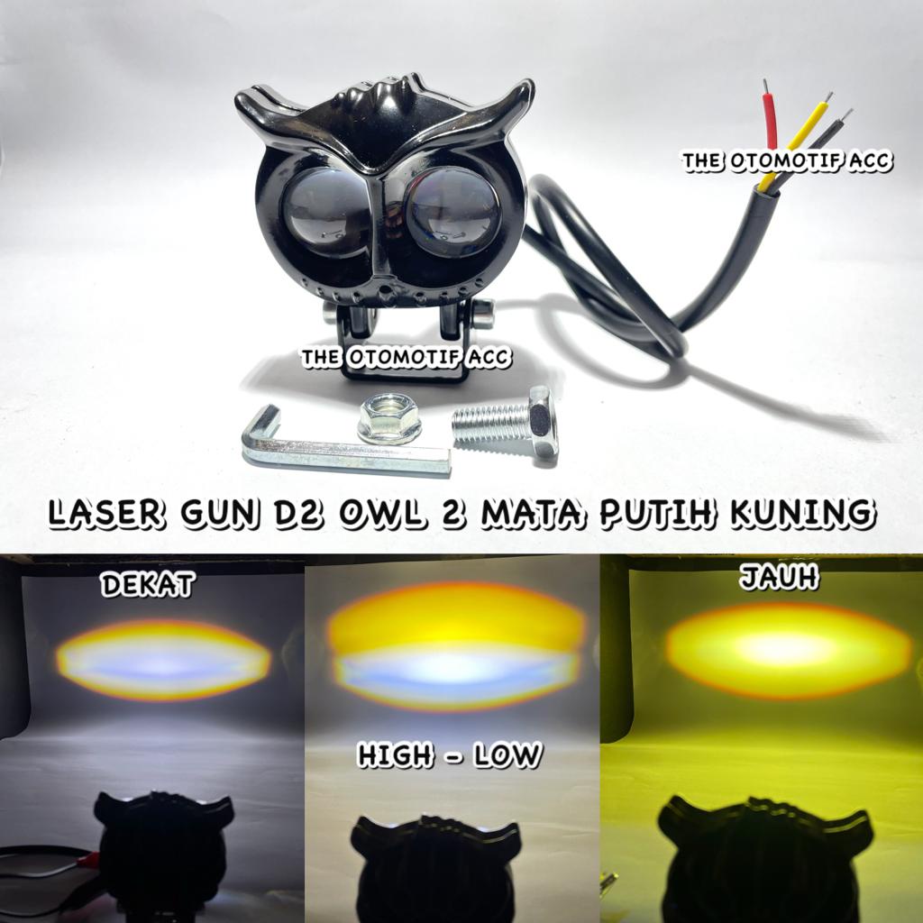 SUPER TERANG LAMPU SOROT OWL 2 LED DC 12-24V 40W CAHAYA KUNING-PUTIH / LAMPU SOROT LED / LAMPU LASER OWL