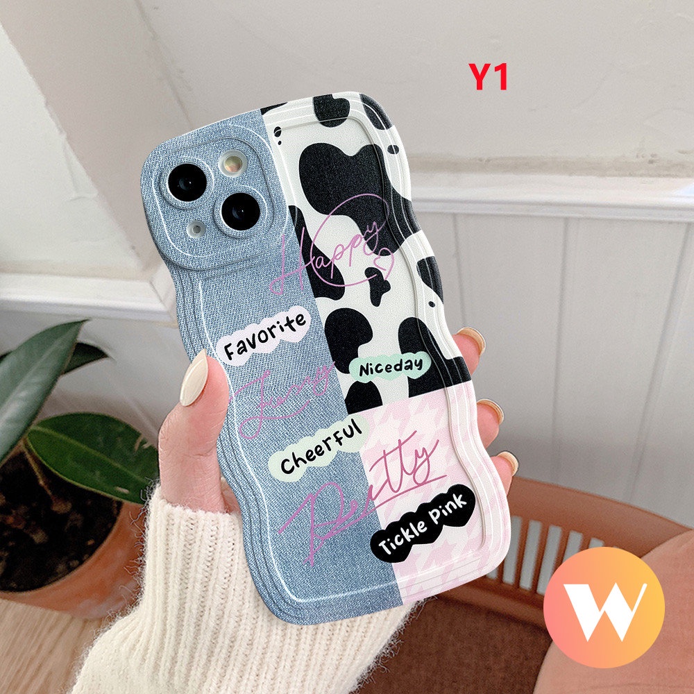 Wavy Edge Soft Tpu Case Redmi A1 9A 10 10C 9T 9C 9 10A A1+PO CO M3 X3 NFC Pro Redmi Note 10s 11 9Pro 8 10Pro 10 9 11Pro+9s 11s Mi 11T Pro Denim Patch Splicing Sarung Motif Leopard