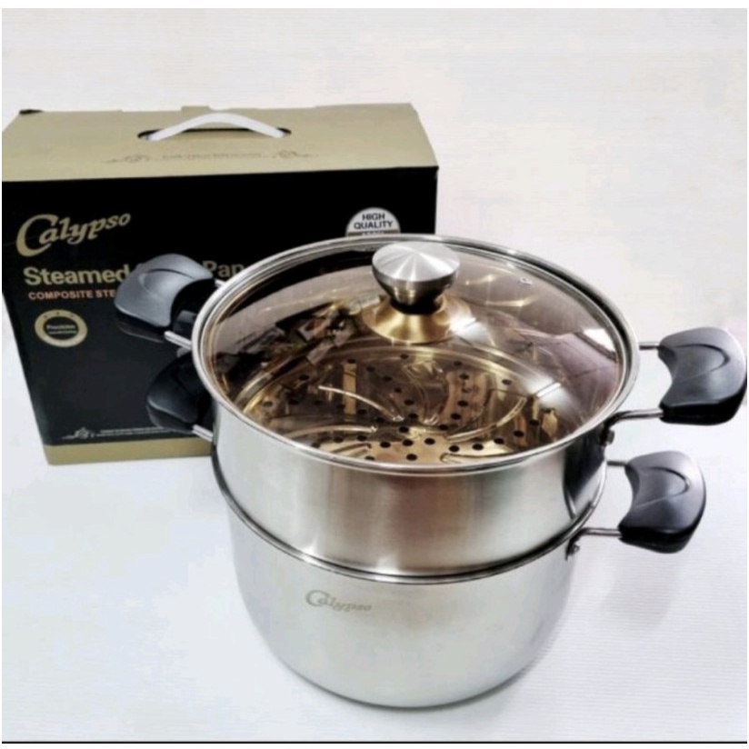 Calypso C473 Panci Serba Guna Steamer Stainless Tutup Kaca 22cm 24cm